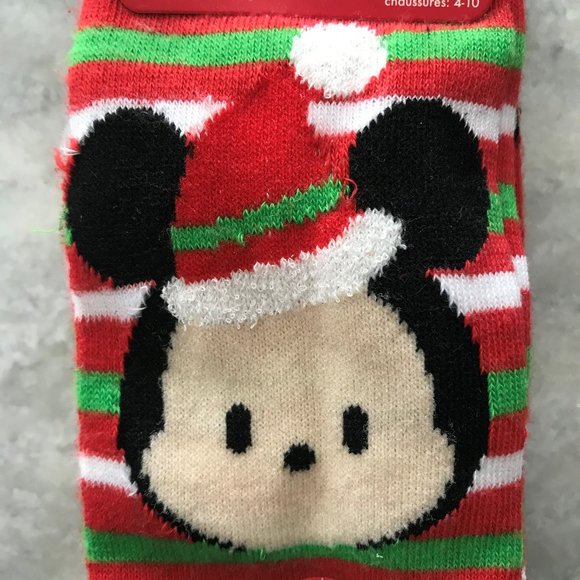 Set of 2 Pairs of Mickey & Minnie Mouse Tsum Tsum Christmas Hoilday Socks NEW - Picture 2 of 5
